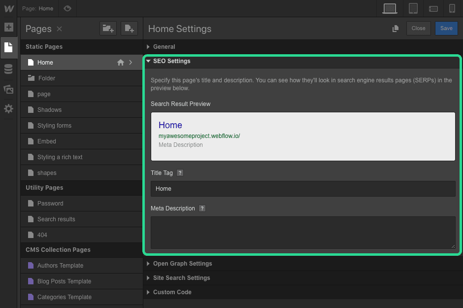 Webflow SEO